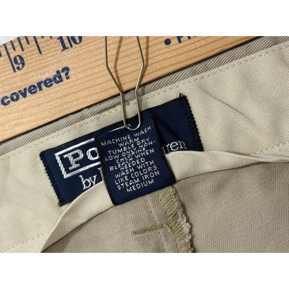 Polo Ralph Lauren Chino Pants Mens Size 38x35 Pleated Tan 100% Cotton‎ - Picture 9 of 15